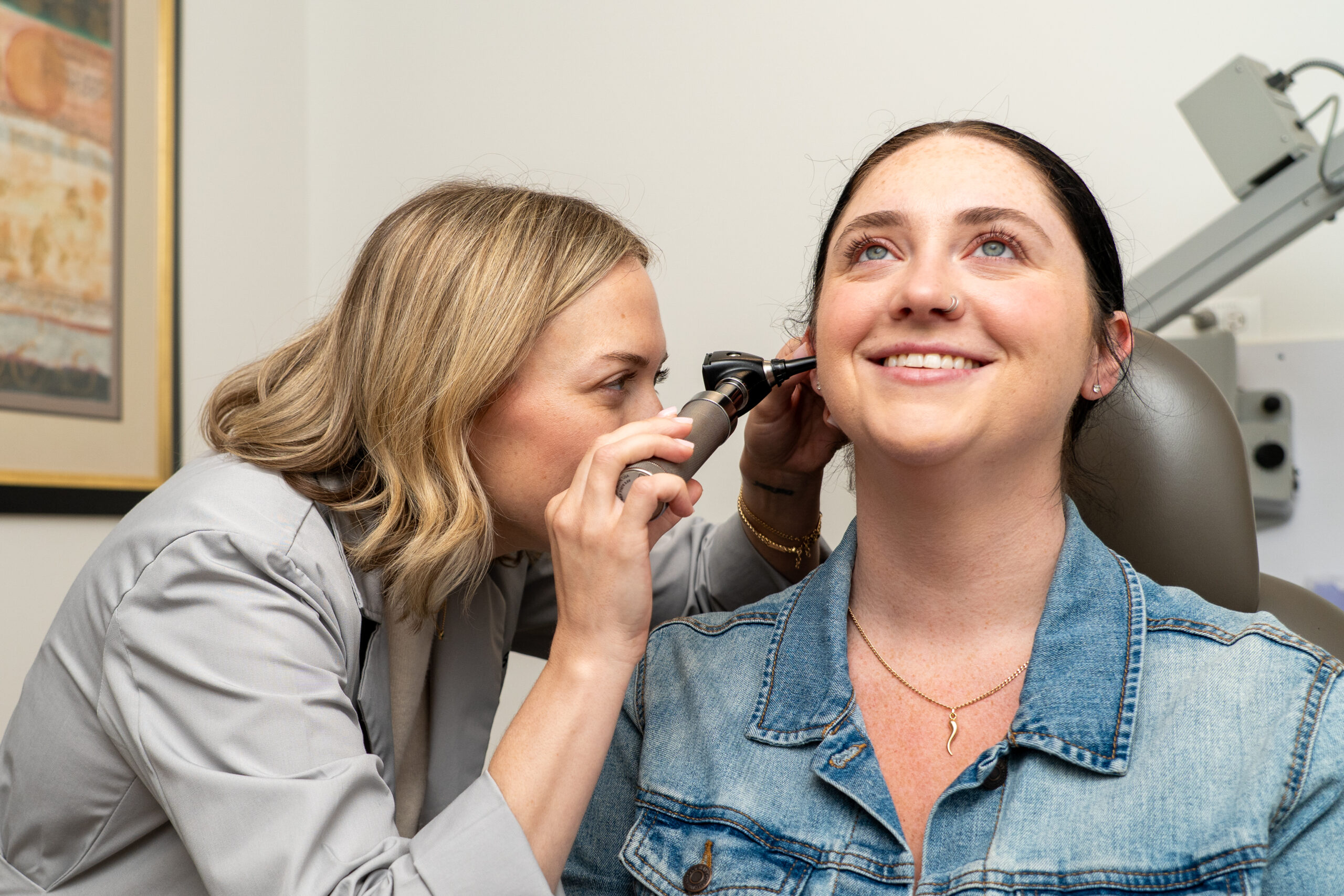 audiology patient completing hearing test